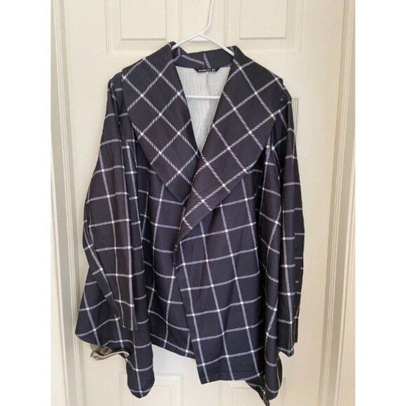 Blue Plaid Shawl Collar Belt Overcoat-BloomChic (Sz 16) - Picture 4 of 8